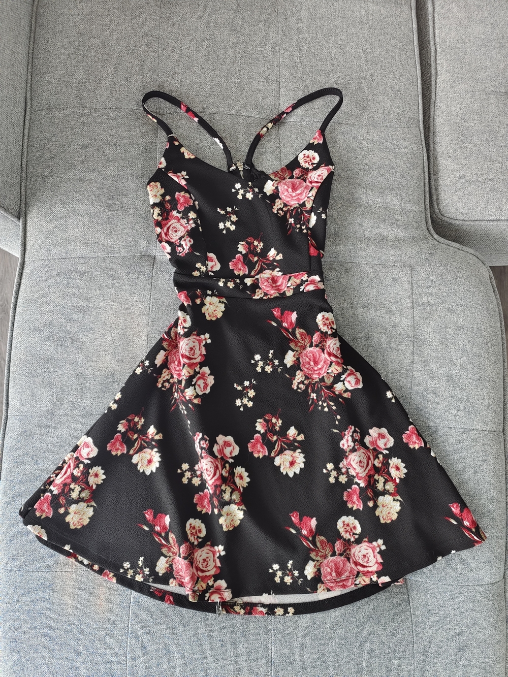 Patrons of Peace Black Floral Spaghetti Strap Mini Dress